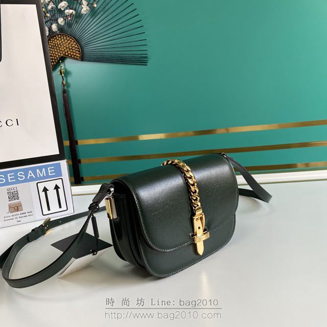 Gucci古馳包包 G家新款女包 款號:615965 Sylvie 1969系列迷你肩背包 古奇綠色織紋皮小斜挎包  gdj1355